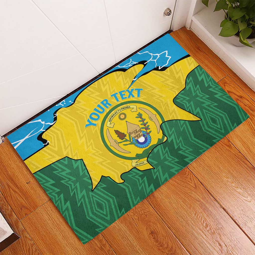 Personalized Rwanda Rubber Doormat Coat Of Arms Imigongo Pattern - Sporty Style