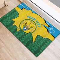 Personalized Rwanda Rubber Doormat Coat Of Arms Imigongo Pattern - Sporty Style