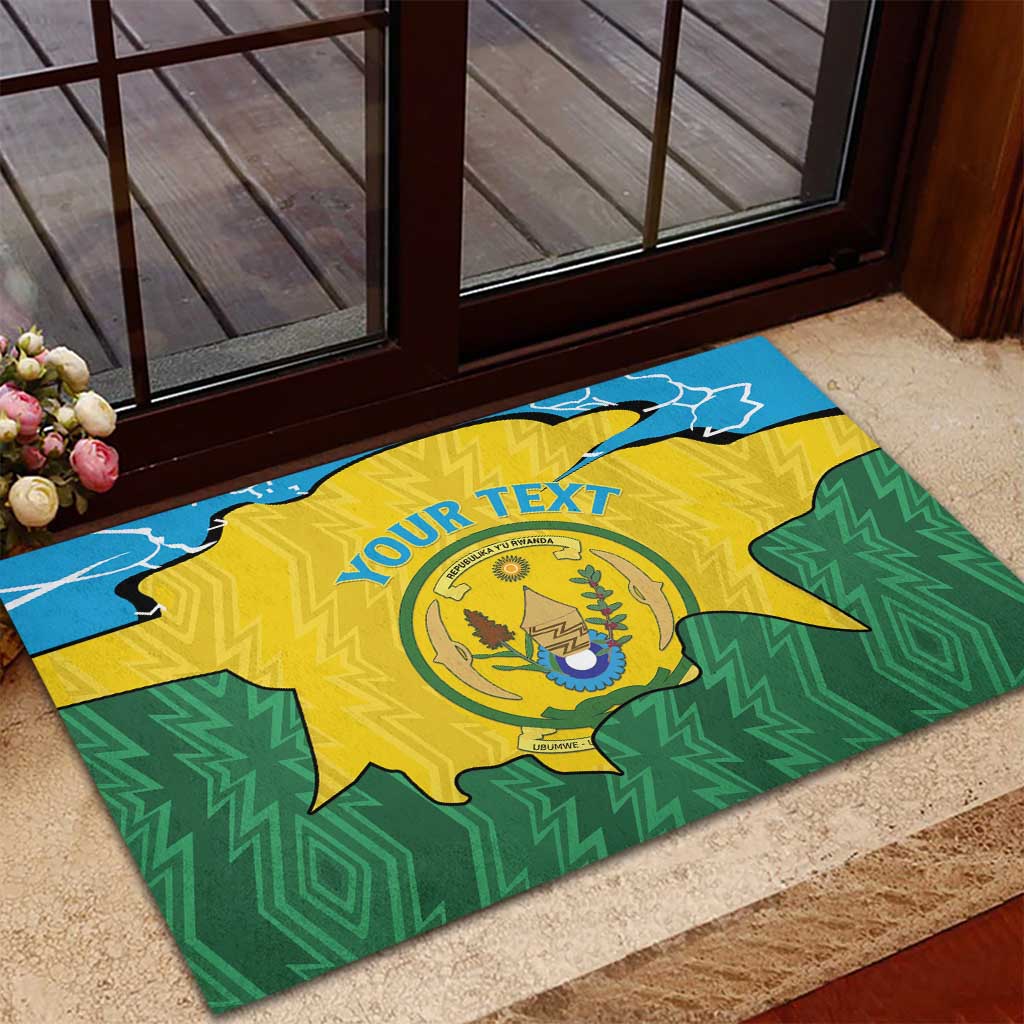 Personalized Rwanda Rubber Doormat Coat Of Arms Imigongo Pattern - Sporty Style