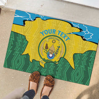 Personalized Rwanda Rubber Doormat Coat Of Arms Imigongo Pattern - Sporty Style