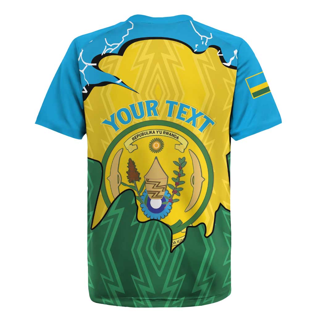 Personalized Rwanda Rugby Jersey Coat Of Arms Imigongo Pattern - Sporty Style
