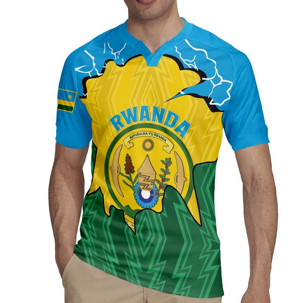 Personalized Rwanda Rugby Jersey Coat Of Arms Imigongo Pattern - Sporty Style