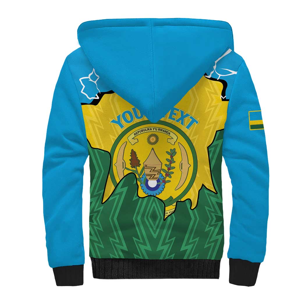 Personalized Rwanda Sherpa Hoodie Coat Of Arms Imigongo Pattern - Sporty Style