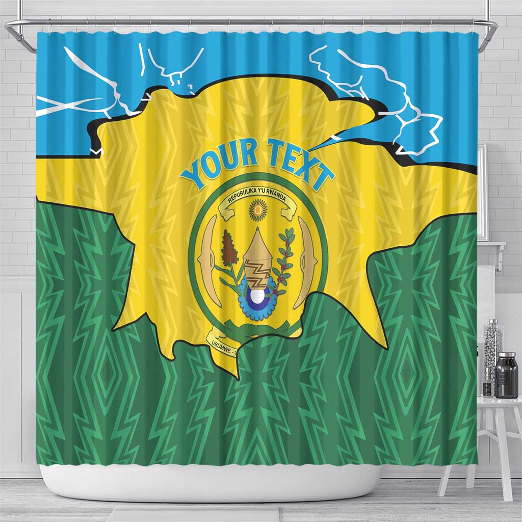 Personalized Rwanda Shower Curtain Coat Of Arms Imigongo Pattern - Sporty Style