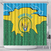 Personalized Rwanda Shower Curtain Coat Of Arms Imigongo Pattern - Sporty Style