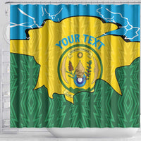 Personalized Rwanda Shower Curtain Coat Of Arms Imigongo Pattern - Sporty Style