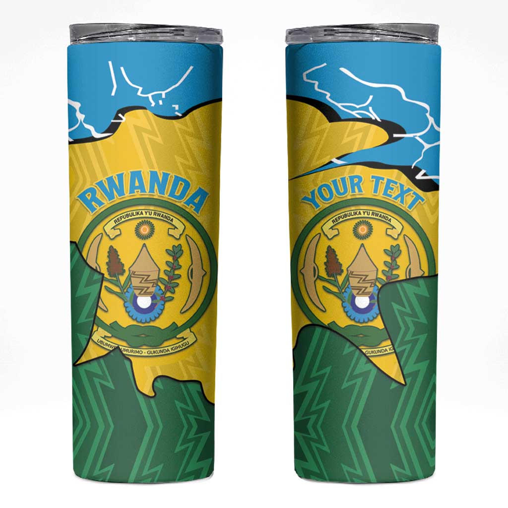 Personalized Rwanda Skinny Tumbler Coat Of Arms Imigongo Pattern - Sporty Style