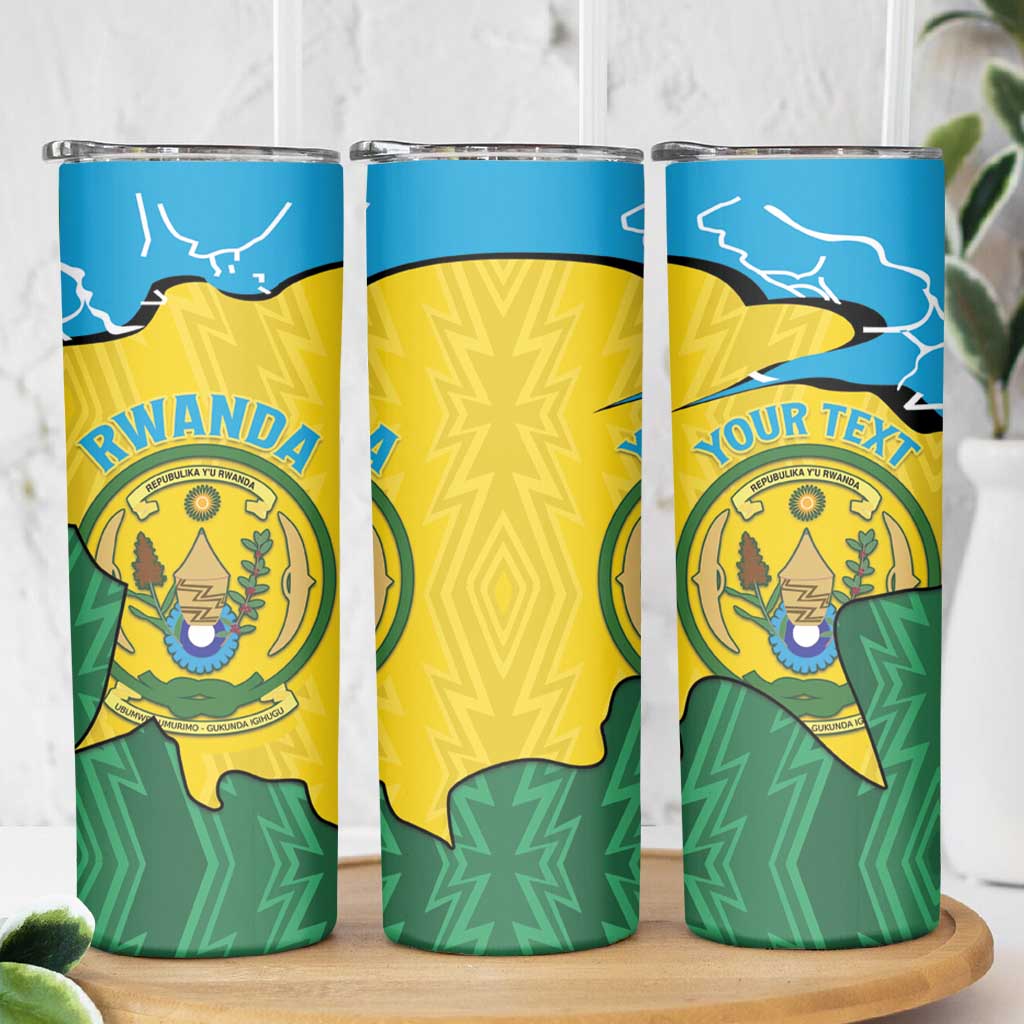 Personalized Rwanda Skinny Tumbler Coat Of Arms Imigongo Pattern - Sporty Style