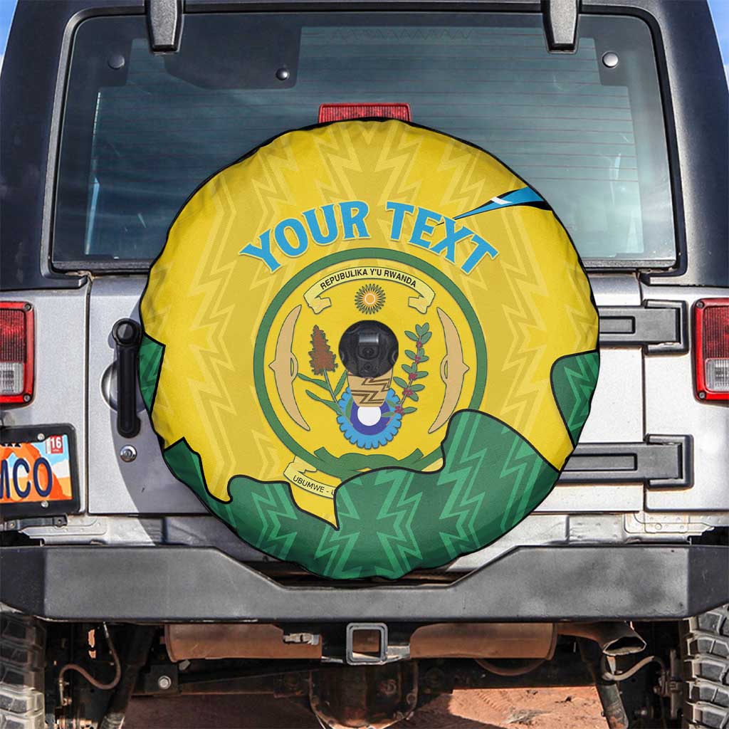 Personalized Rwanda Spare Tire Cover Coat Of Arms Imigongo Pattern - Sporty Style