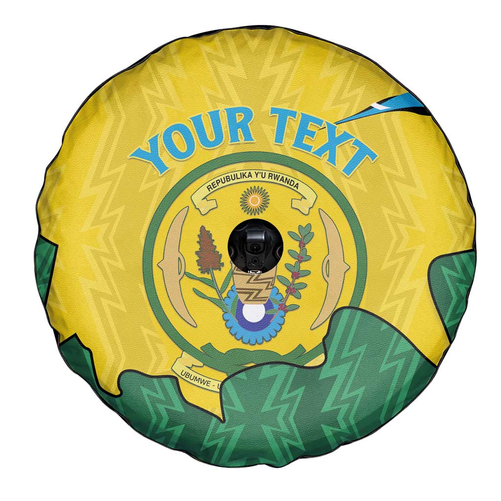 Personalized Rwanda Spare Tire Cover Coat Of Arms Imigongo Pattern - Sporty Style