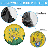 Personalized Rwanda Spare Tire Cover Coat Of Arms Imigongo Pattern - Sporty Style