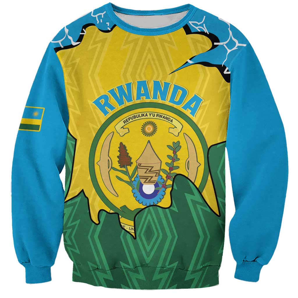 Personalized Rwanda Sweatshirt Coat Of Arms Imigongo Pattern - Sporty Style