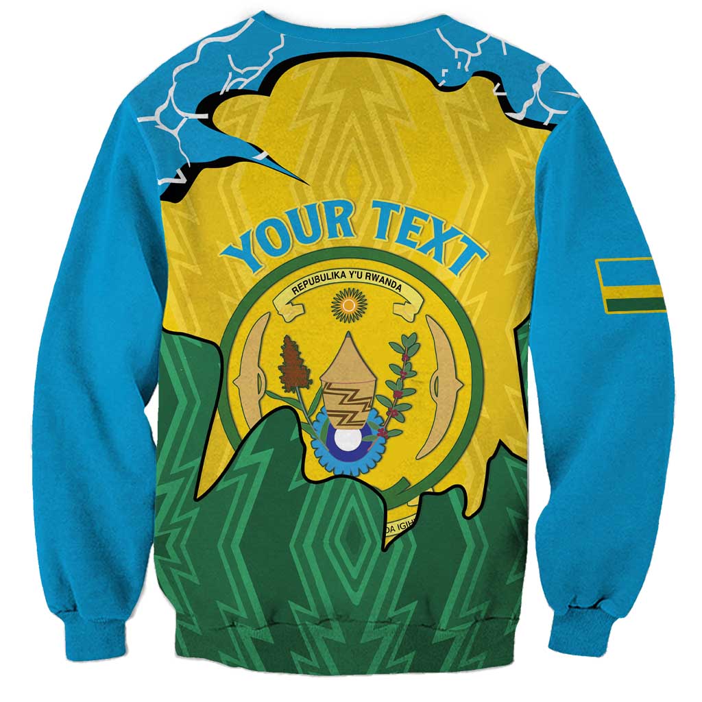 Personalized Rwanda Sweatshirt Coat Of Arms Imigongo Pattern - Sporty Style