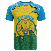 Personalized Rwanda T Shirt Coat Of Arms Imigongo Pattern - Sporty Style