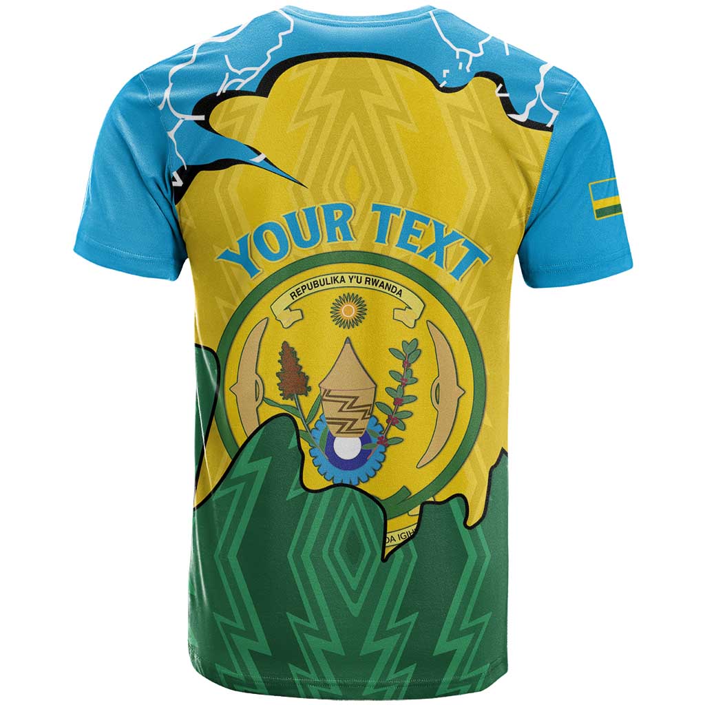 Personalized Rwanda T Shirt Coat Of Arms Imigongo Pattern - Sporty Style