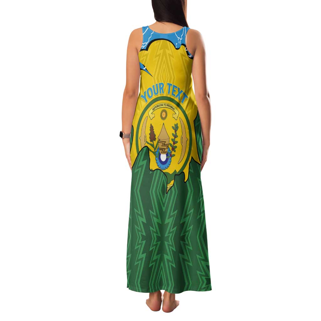 Personalized Rwanda Tank Maxi Dress Coat Of Arms Imigongo Pattern - Sporty Style