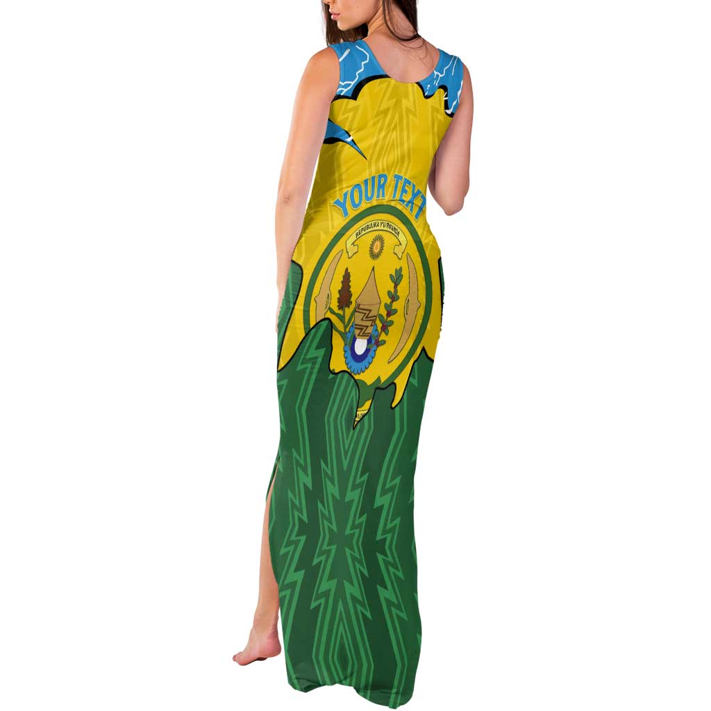 Personalized Rwanda Tank Maxi Dress Coat Of Arms Imigongo Pattern - Sporty Style