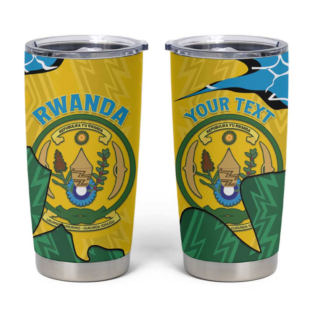 Personalized Rwanda Tumbler Cup Coat Of Arms Imigongo Pattern - Sporty Style
