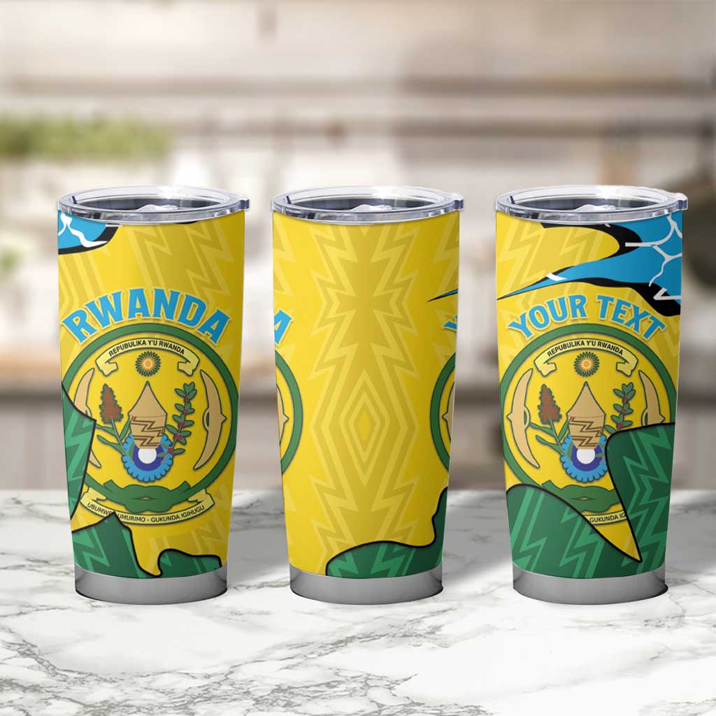 Personalized Rwanda Tumbler Cup Coat Of Arms Imigongo Pattern - Sporty Style