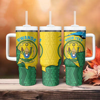 Personalized Rwanda Tumbler With Handle Coat Of Arms Imigongo Pattern - Sporty Style