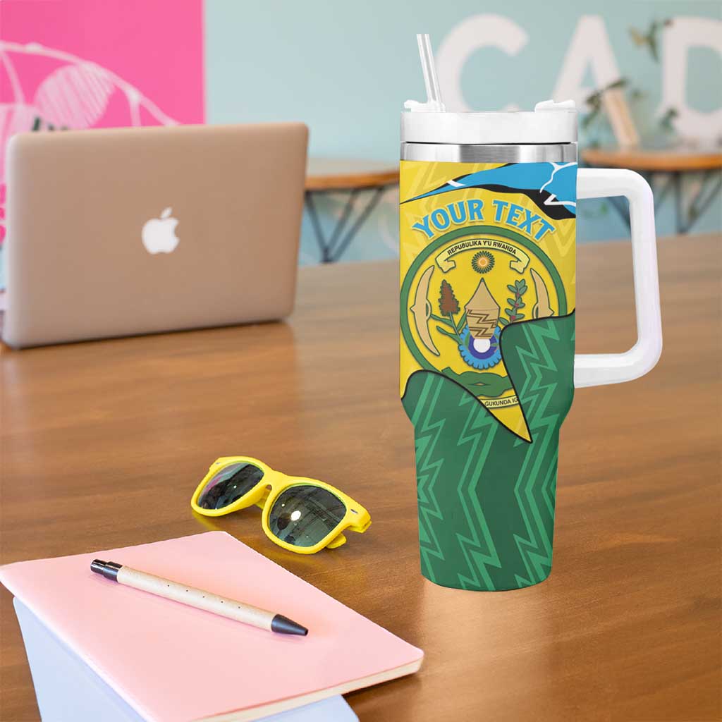 Personalized Rwanda Tumbler With Handle Coat Of Arms Imigongo Pattern - Sporty Style