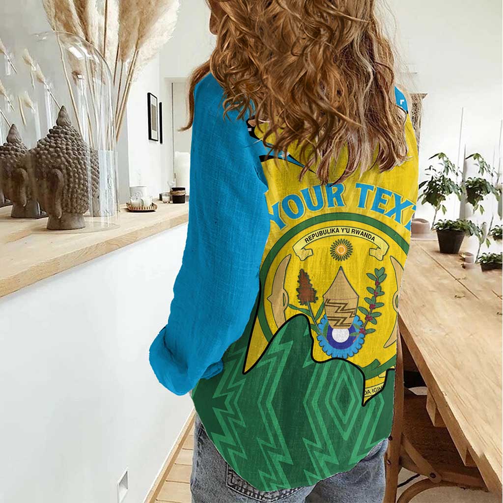 Personalized Rwanda Women Casual Shirt Coat Of Arms Imigongo Pattern - Sporty Style