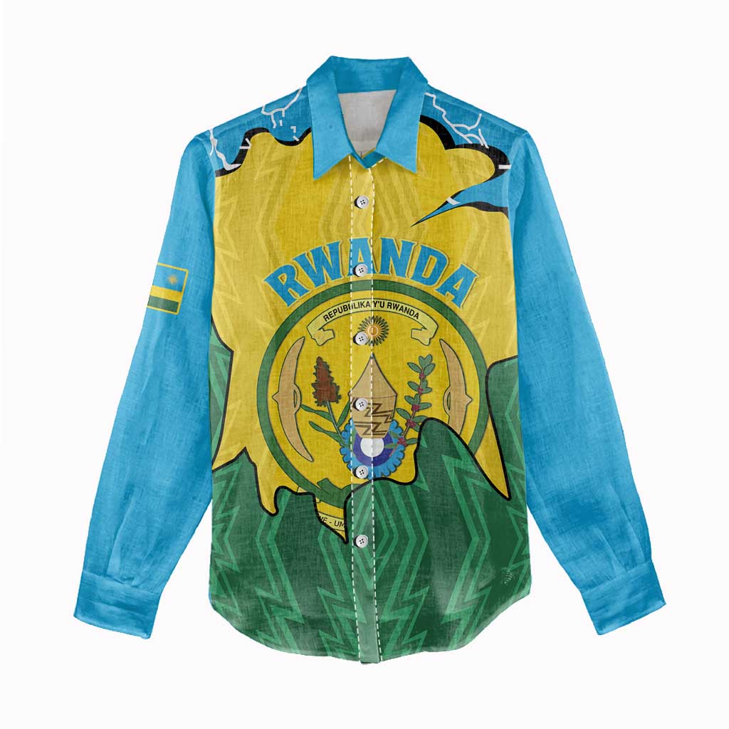 Personalized Rwanda Women Casual Shirt Coat Of Arms Imigongo Pattern - Sporty Style