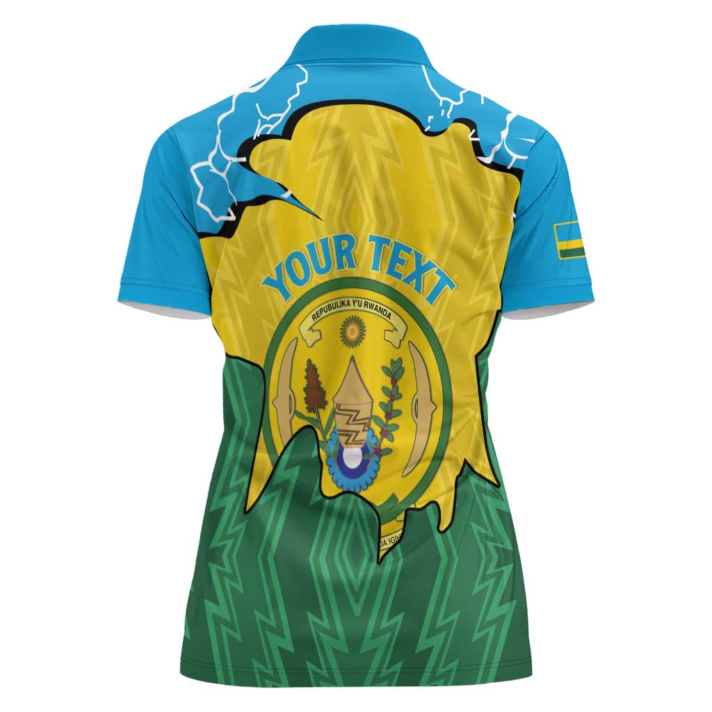 Personalized Rwanda Women Polo Shirt Coat Of Arms Imigongo Pattern - Sporty Style