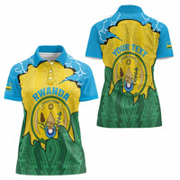 Personalized Rwanda Women Polo Shirt Coat Of Arms Imigongo Pattern - Sporty Style