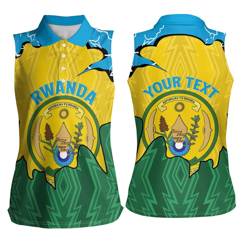 Personalized Rwanda Women Sleeveless Polo Shirt Coat Of Arms Imigongo Pattern - Sporty Style