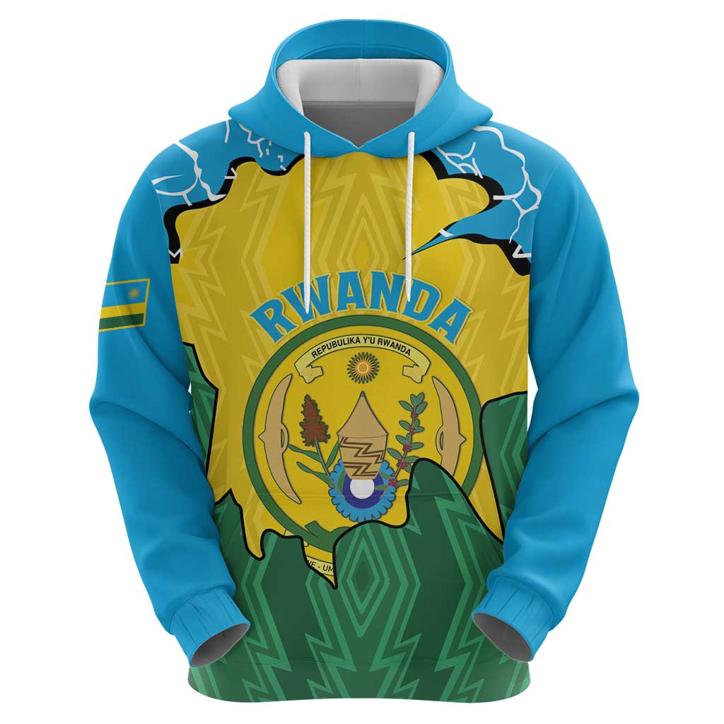 Personalized Rwanda Zip Hoodie Coat Of Arms Imigongo Pattern - Sporty Style