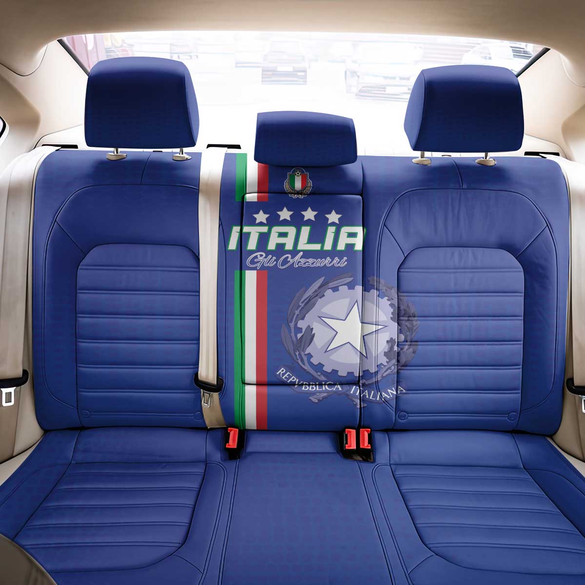 Italy Football Back Car Seat Cover Come On Gli Azzurri - Wonder Print Shop