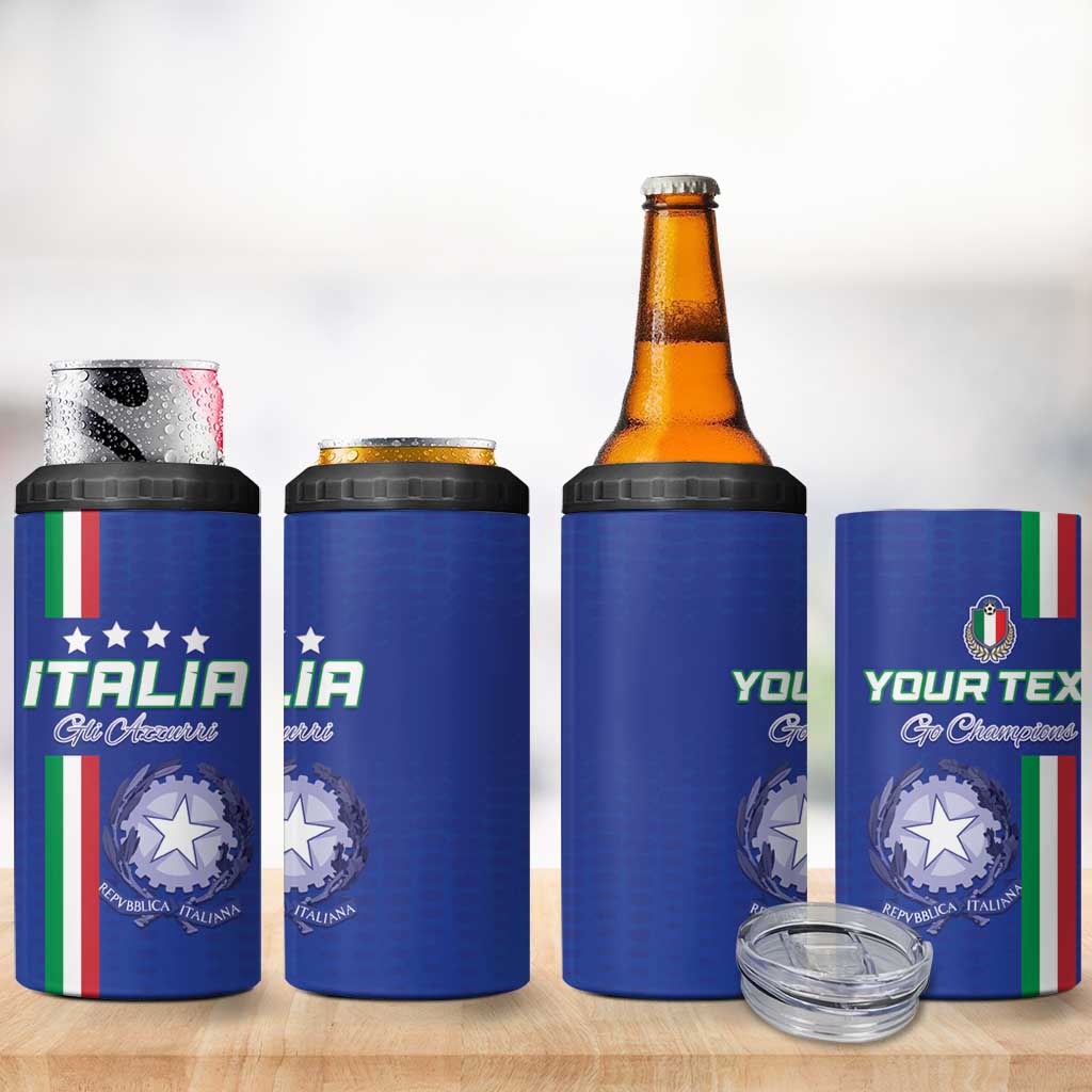 Custom Italy Football 4 in 1 Can Cooler Tumbler Come On Gli Azzurri - Wonder Print Shop