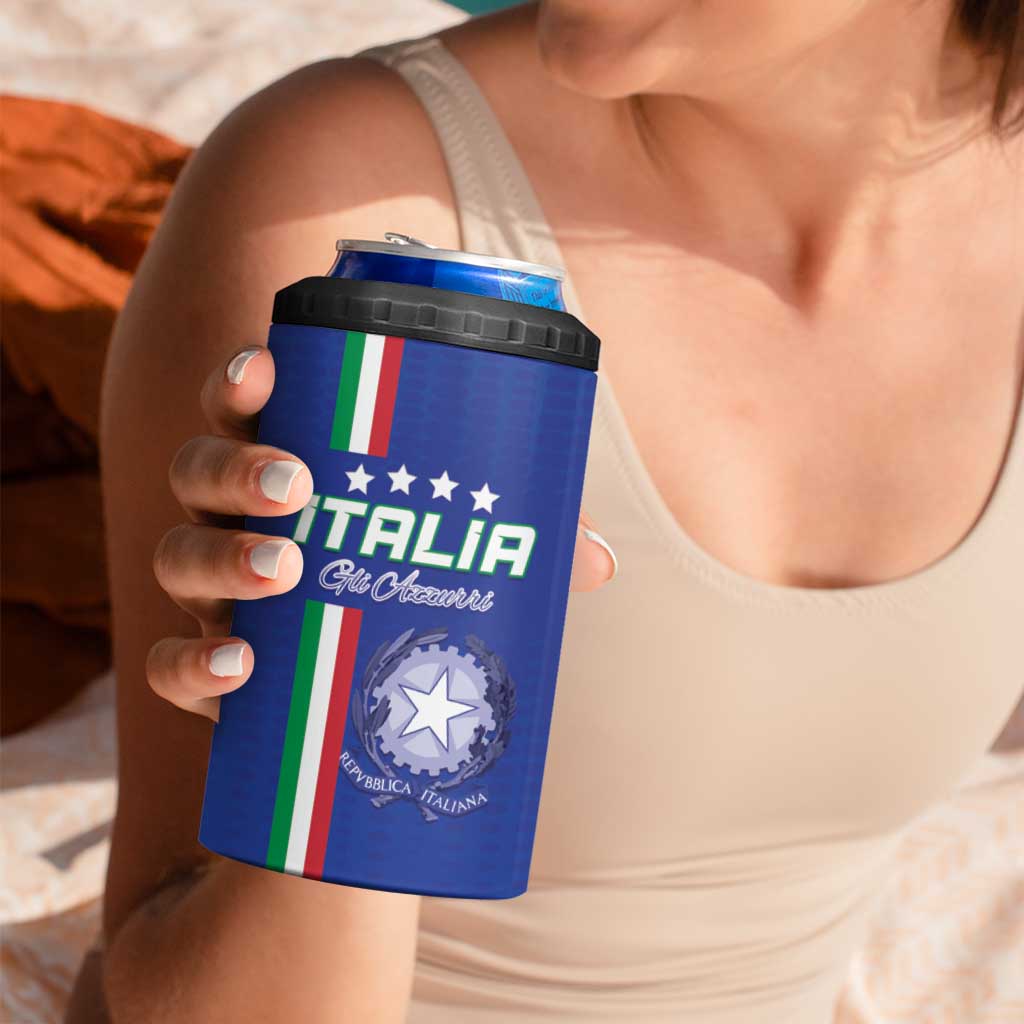 Custom Italy Football 4 in 1 Can Cooler Tumbler Come On Gli Azzurri - Wonder Print Shop