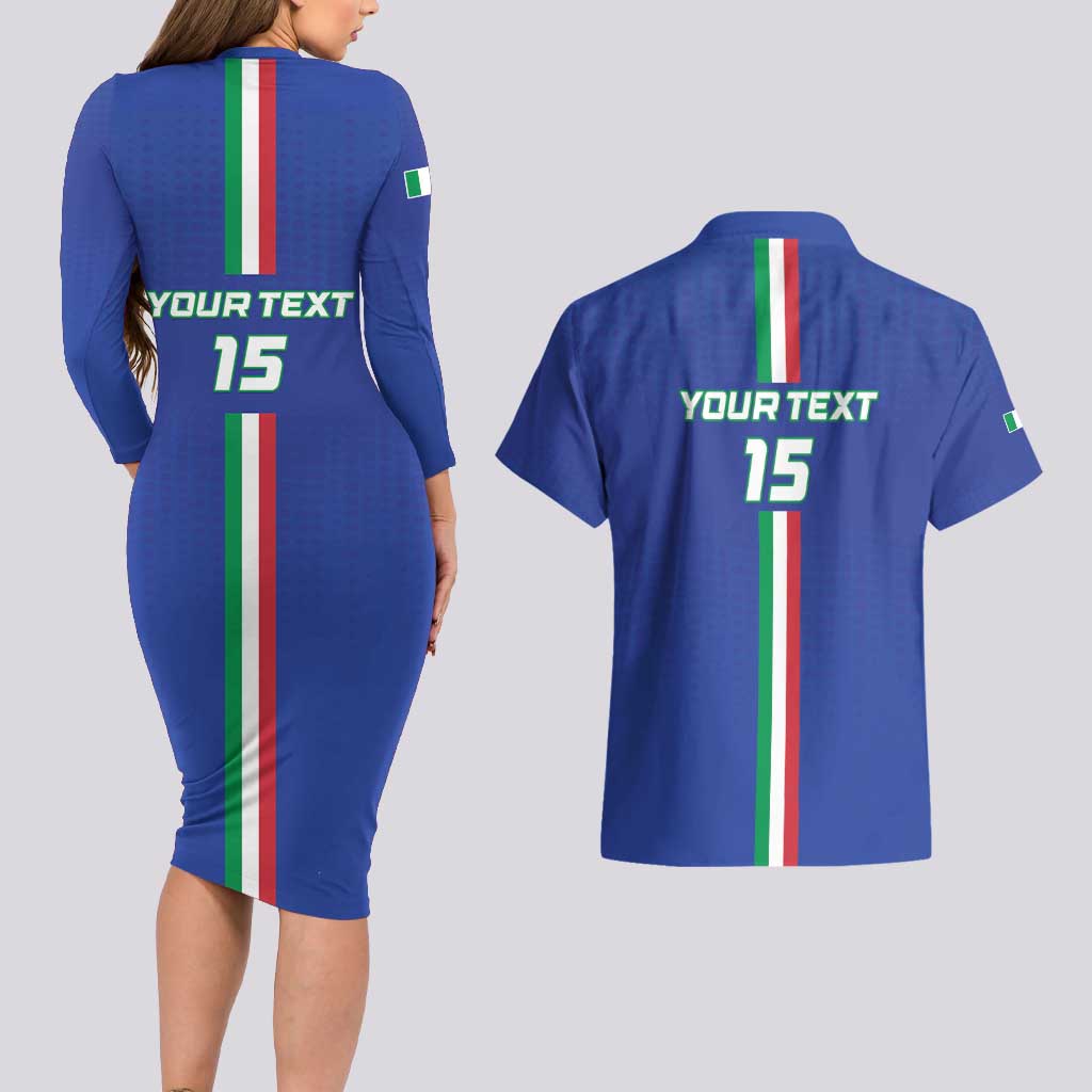 Custom Italy Football Couples Matching Long Sleeve Bodycon Dress and Hawaiian Shirt Come On Gli Azzurri - Wonder Print Shop
