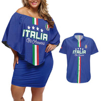 Custom Italy Football Couples Matching Off Shoulder Short Dress and Hawaiian Shirt Come On Gli Azzurri - Wonder Print Shop