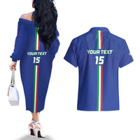 Custom Italy Football Couples Matching Off The Shoulder Long Sleeve Dress and Hawaiian Shirt Come On Gli Azzurri - Wonder Print Shop