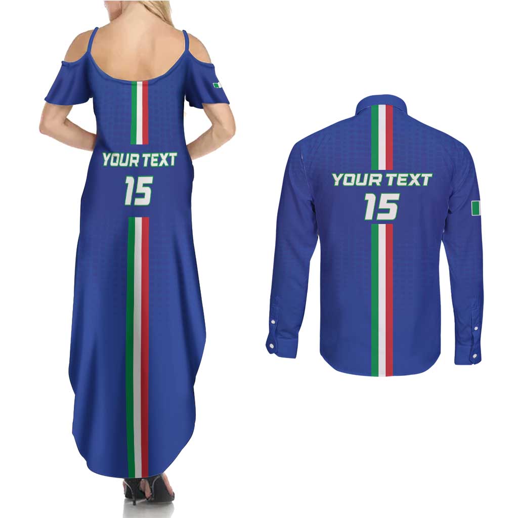 Custom Italy Football Couples Matching Summer Maxi Dress and Long Sleeve Button Shirt Come On Gli Azzurri - Wonder Print Shop