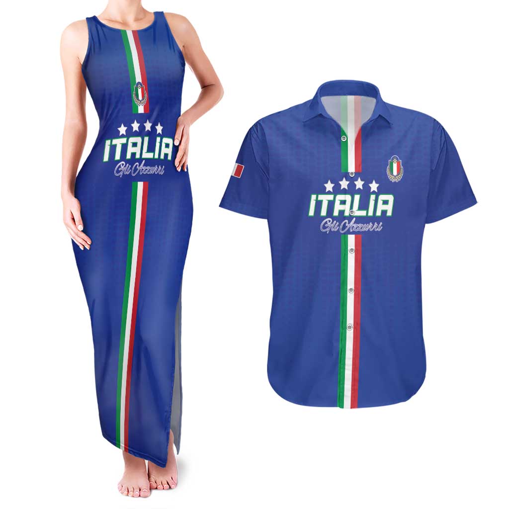 Custom Italy Football Couples Matching Tank Maxi Dress and Hawaiian Shirt Come On Gli Azzurri - Wonder Print Shop