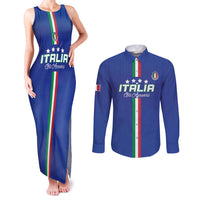 Custom Italy Football Couples Matching Tank Maxi Dress and Long Sleeve Button Shirt Come On Gli Azzurri - Wonder Print Shop