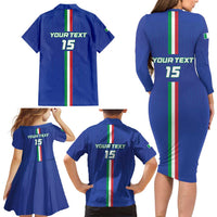 Custom Italy Football Family Matching Long Sleeve Bodycon Dress and Hawaiian Shirt Come On Gli Azzurri - Wonder Print Shop