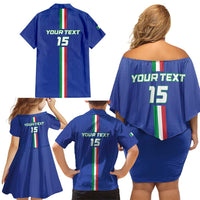 Custom Italy Football Family Matching Off Shoulder Short Dress and Hawaiian Shirt Come On Gli Azzurri - Wonder Print Shop