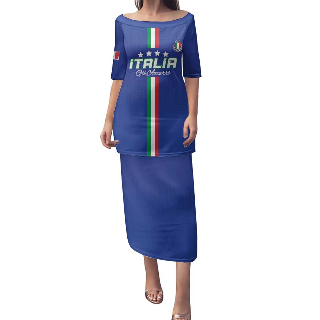 Custom Italy Football Family Matching Puletasi and Hawaiian Shirt Come On Gli Azzurri - Wonder Print Shop