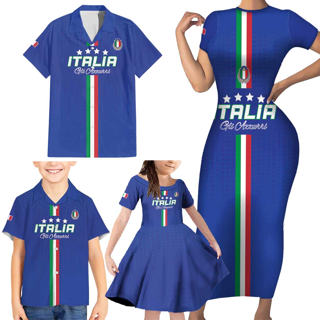 Custom Italy Football Family Matching Short Sleeve Bodycon Dress and Hawaiian Shirt Come On Gli Azzurri - Wonder Print Shop