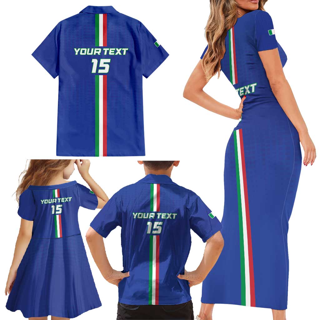 Custom Italy Football Family Matching Short Sleeve Bodycon Dress and Hawaiian Shirt Come On Gli Azzurri - Wonder Print Shop