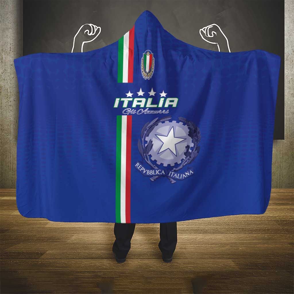 Italy Football Hooded Blanket Come On Gli Azzurri - Wonder Print Shop
