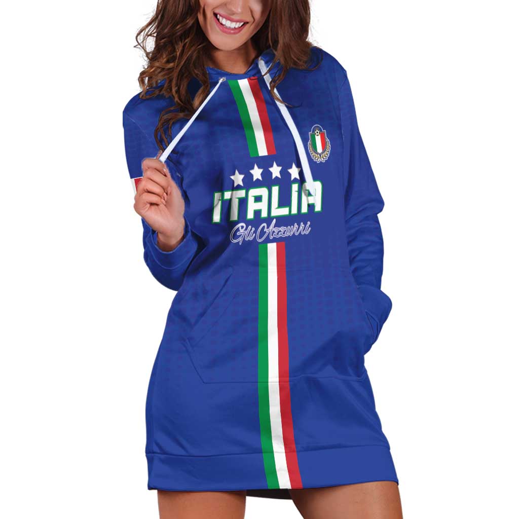 Custom Italy Football Hoodie Dress Come On Gli Azzurri - Wonder Print Shop