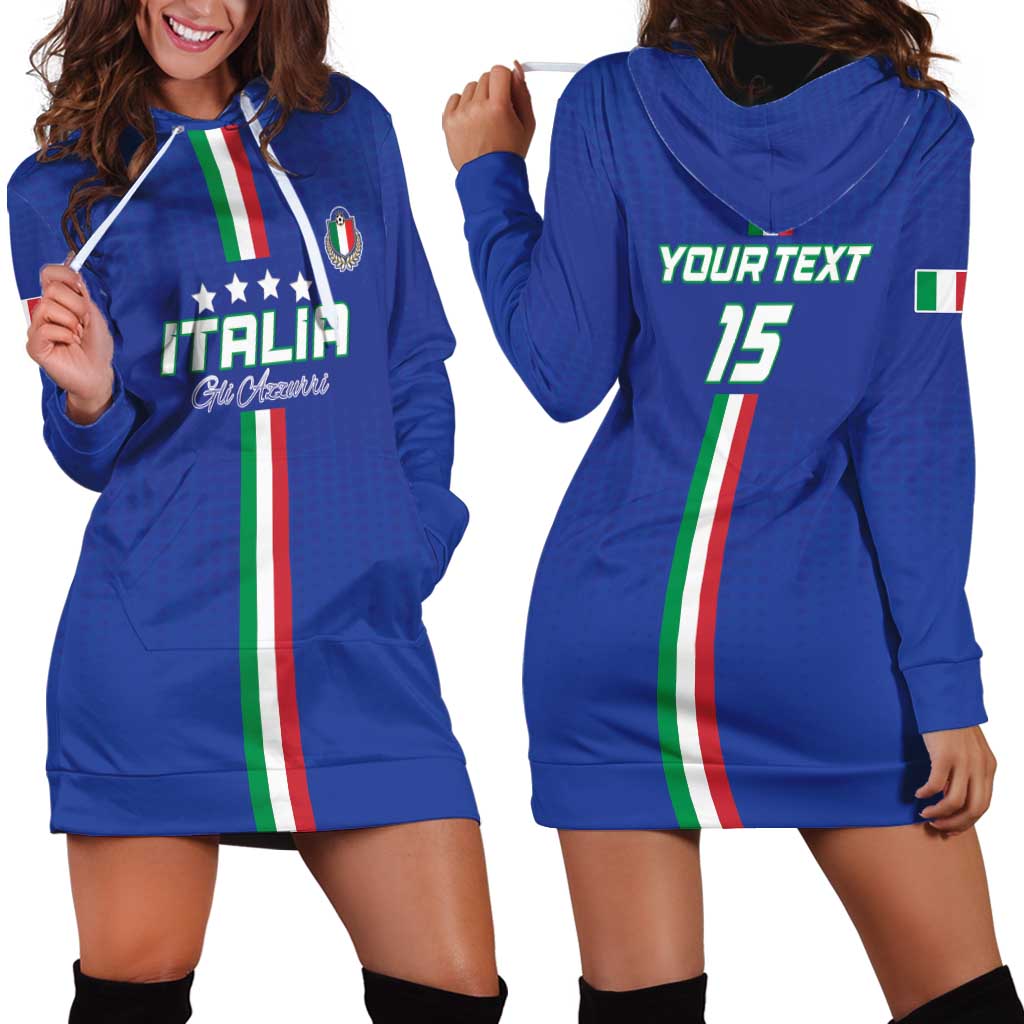 Custom Italy Football Hoodie Dress Come On Gli Azzurri - Wonder Print Shop