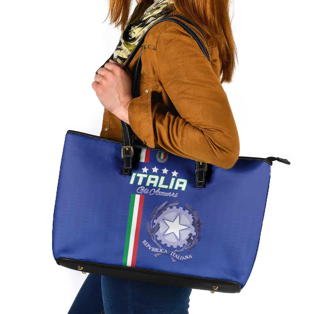 Italy Football Leather Tote Bag Come On Gli Azzurri - Wonder Print Shop