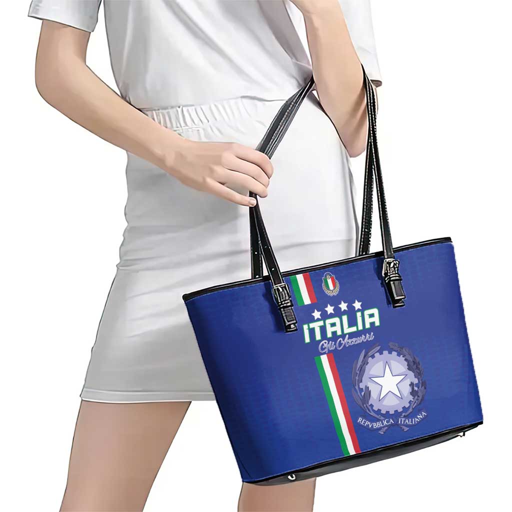 Italy Football Leather Tote Bag Come On Gli Azzurri - Wonder Print Shop